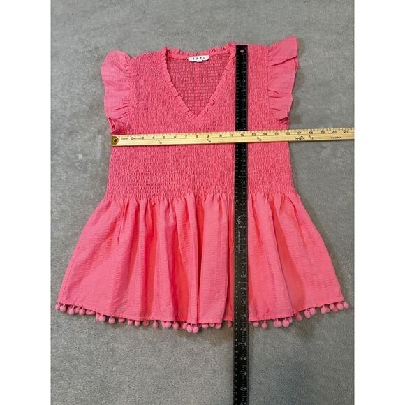 THML Smocked V-Neck Flutter Cap Sleeve Blouse - Picture 5 of 5